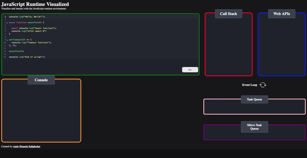 محیط اجرای جاوااسکریپت به صورت بصری